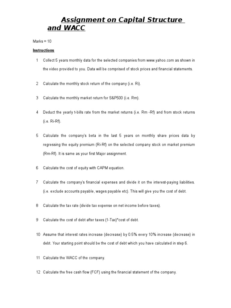 Capital Structure and WACC Assignment | PDF | Finance & Money Management