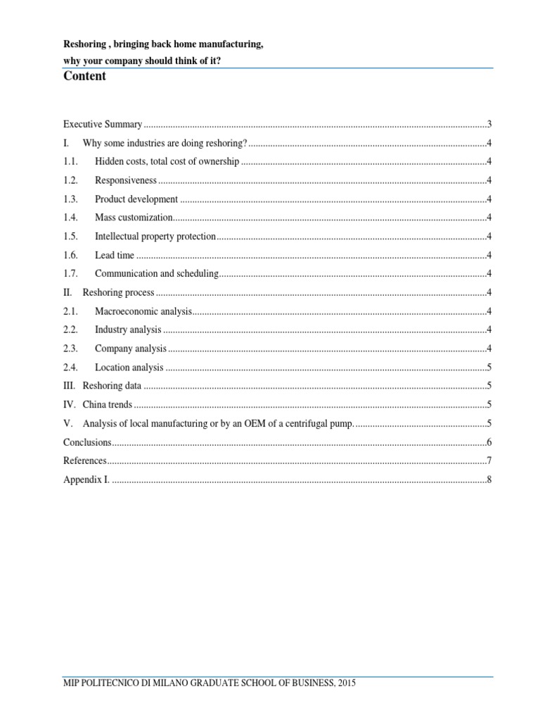 Benefits of Reshoring Manufacturing | PDF | Business | Finance & Money ...
