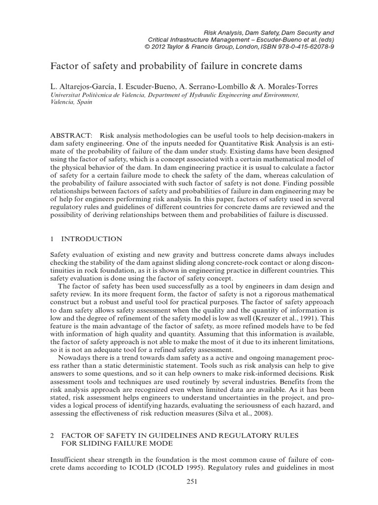 Factor of Safety and Probability of Failure in Concrete Dams | PDF ...
