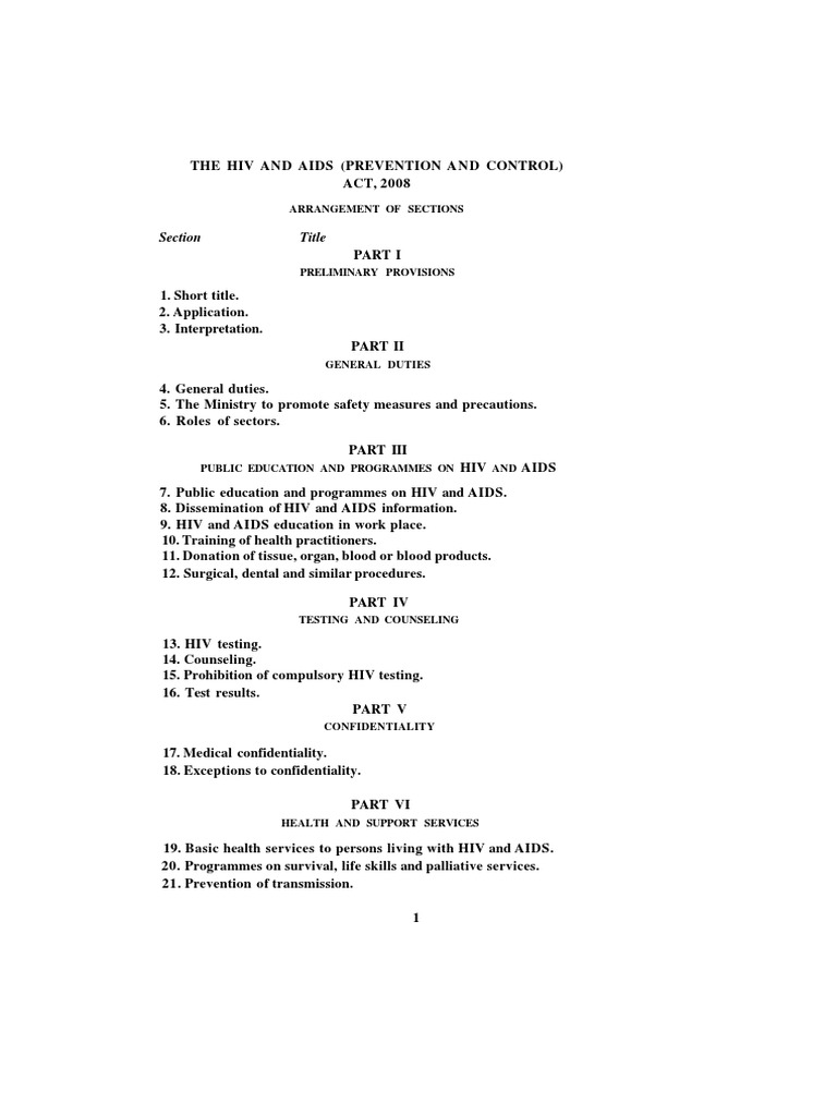 HIV and AIDS Prevention Act Overview | PDF | Hiv/Aids | Preventive ...