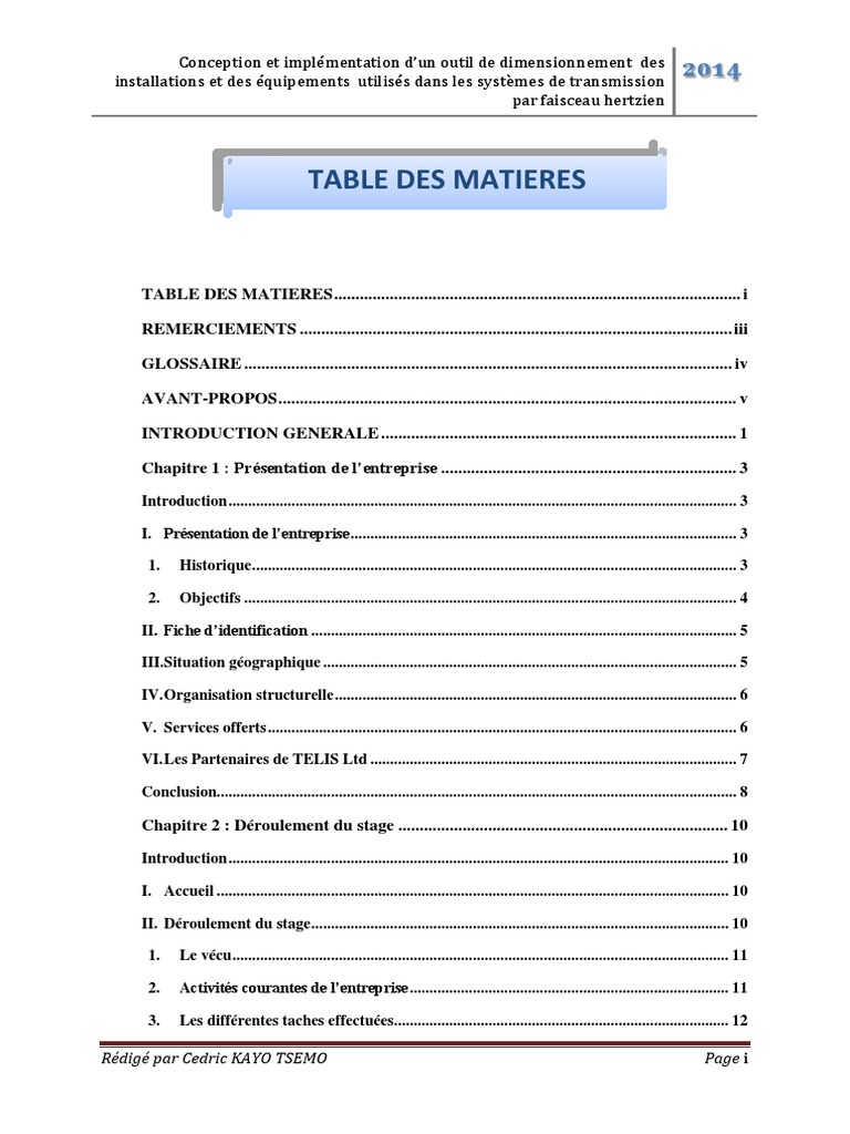 Exemple D Un Sommaire De Rapport De Stage