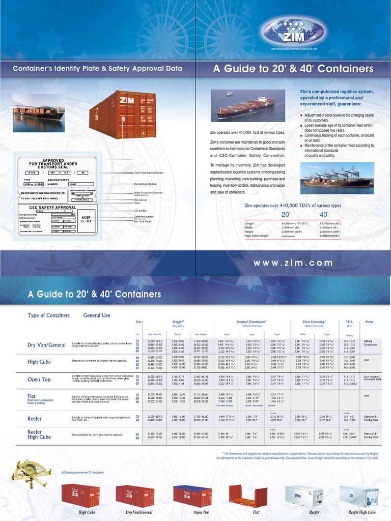 Zim Container Specifications Overview | PDF | Business