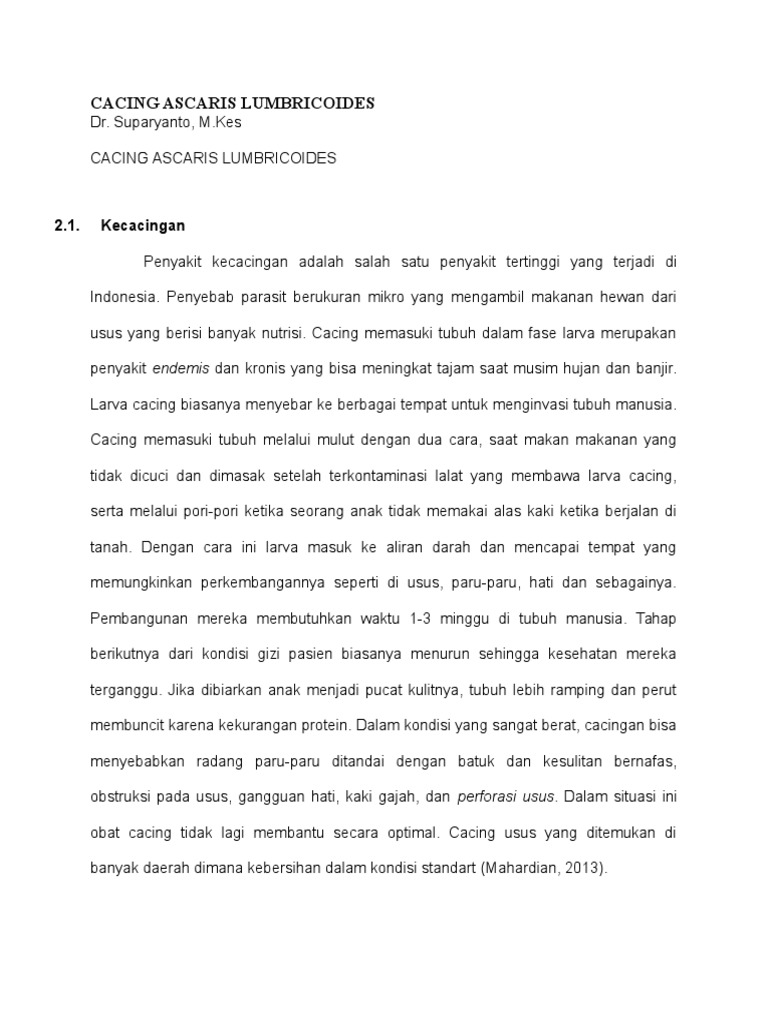 Cacing Ascaris Lumbricoides