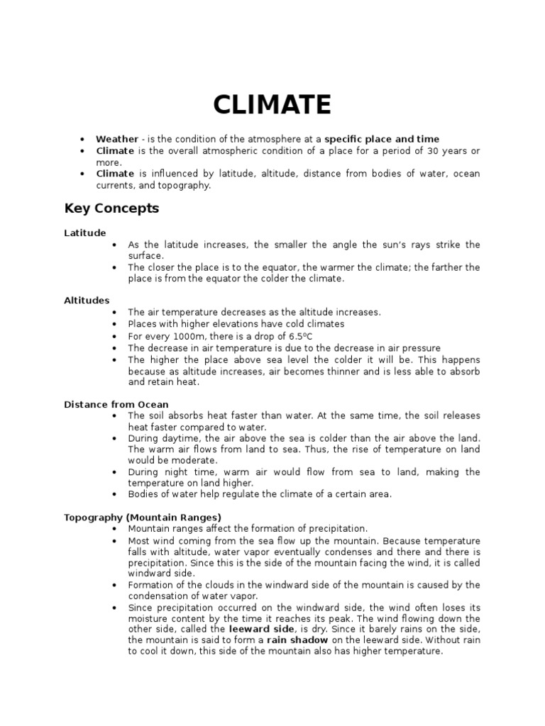 Unit 3 Module 2 Climate Hand-Out | PDF | Atmosphere Of Earth | Climate