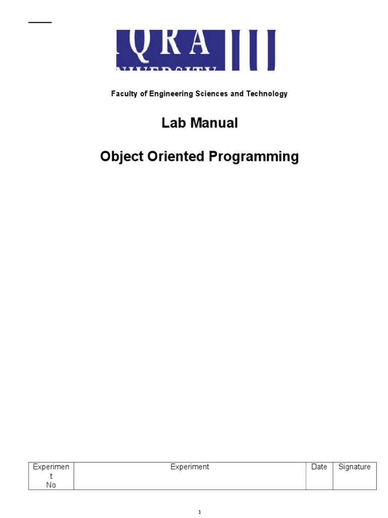 Oop Lab Manual Java (Programming Language) Array Data Structure