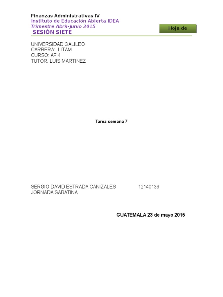 Tarea Semana 7 | PDF | Impuesto sobre la renta | Impuestos