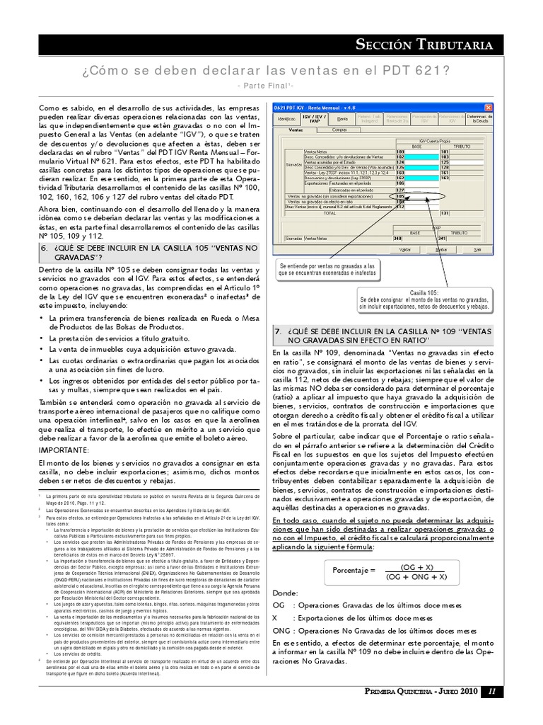 Cómo Se Deben Declarar Las Ventas en El PDT 621 - II PARTE PDF | PDF ...
