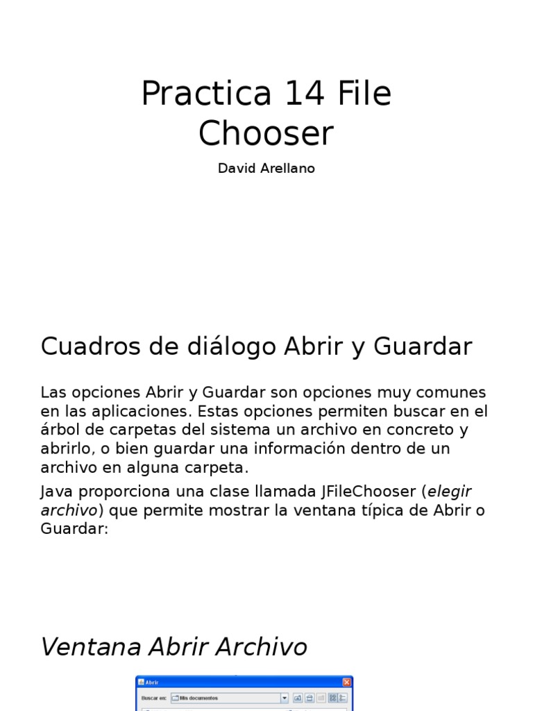 Uso de JFileChooser en Java | PDF | Ventana (informática) | Archivo de ...