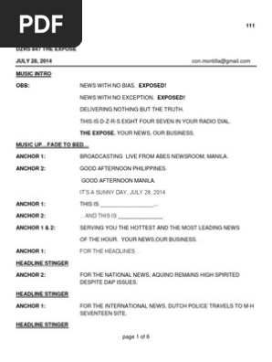 Radio Script Layout Example Radio Script | PDF