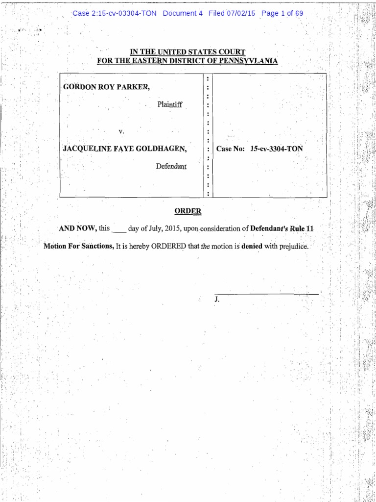 Ray Gordon Parker Opposition to Rule 11 Motion for Sanctions