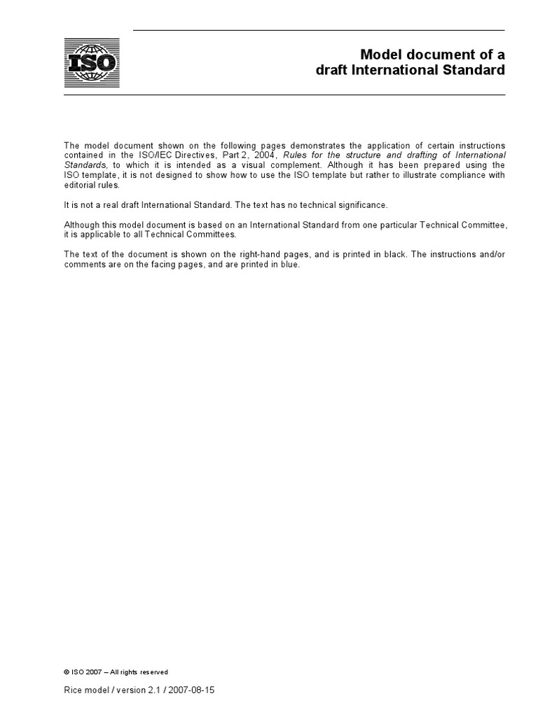 ISO Standard Document Sample International Organization For Standardization