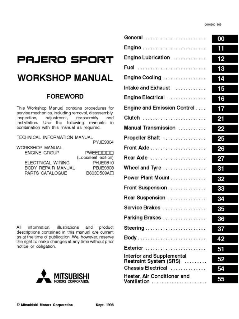 2013 MITSUBISHI PAJERO WORKSHOP MANUAL PDF FREE DOWNLOAD visual data 8