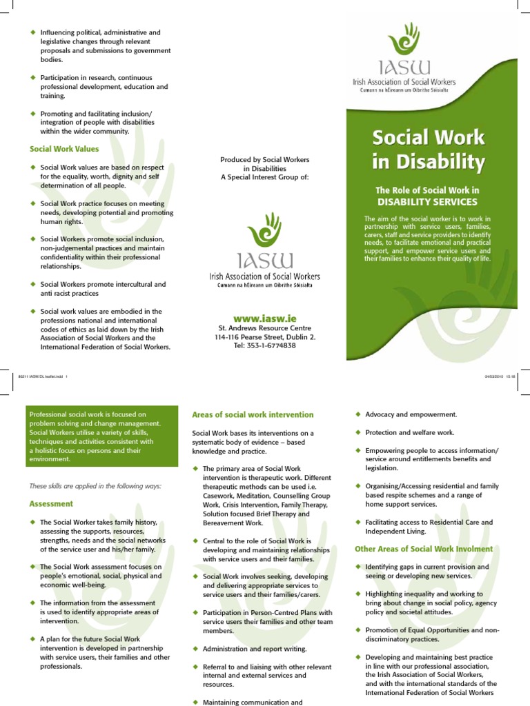 Role Of Social Worker In Disability Services | Pdf | Social Work |  Empowerment