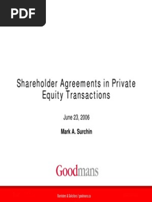 Private Equity Shareholders Agreements Presentation