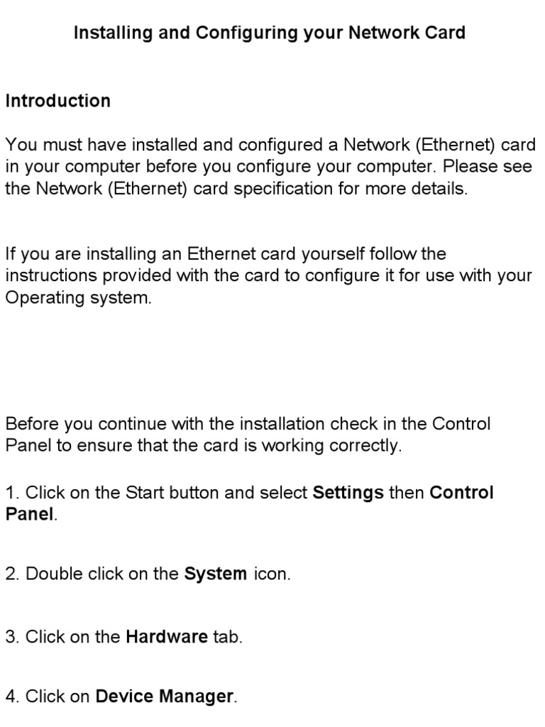 Installing and Configuring Your Network Card | PDF | Network Interface ...