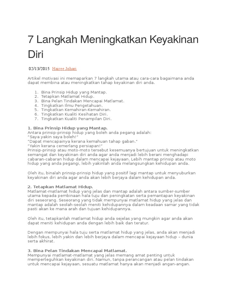 Cara Untuk Meningkatkan Keyakinan Diri