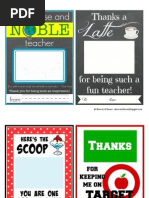 Teacher Gift Card Printables