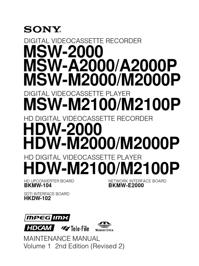 Sony Mswa-2000 Volume 2 | PDF