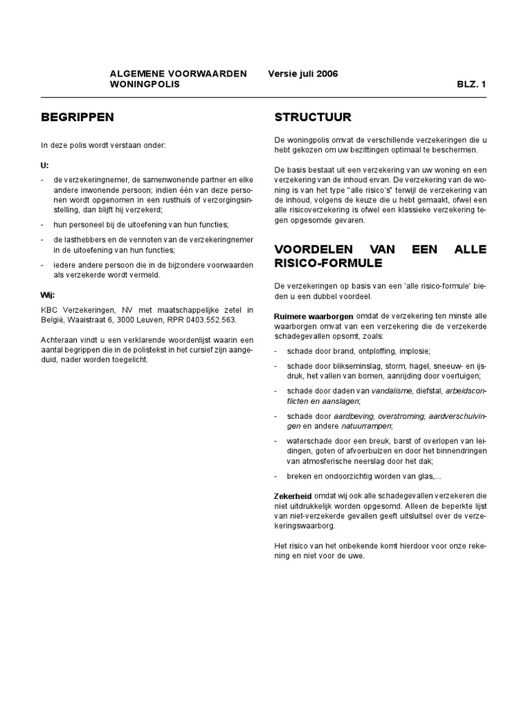 Algemene Voorwaarden KBCWoningpolis NL