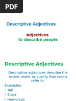 Descriptive Adjectives: To Describe People