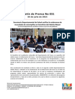 Boletín 031_ Secretaría Departamental de Salud Verifica La Ordenanza de Recaudado de Estampillas en Beneficio Del Adulto Mayor