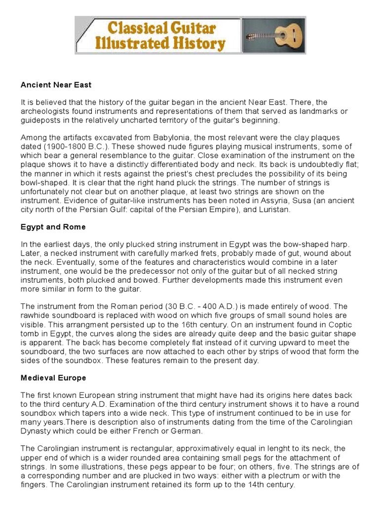 Classical Guitar History PDF Guitars String Instruments