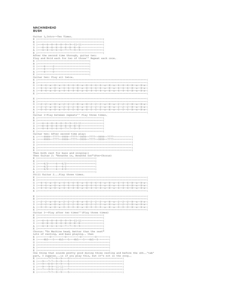 Bush Machinehead Guitar Tab | PDF