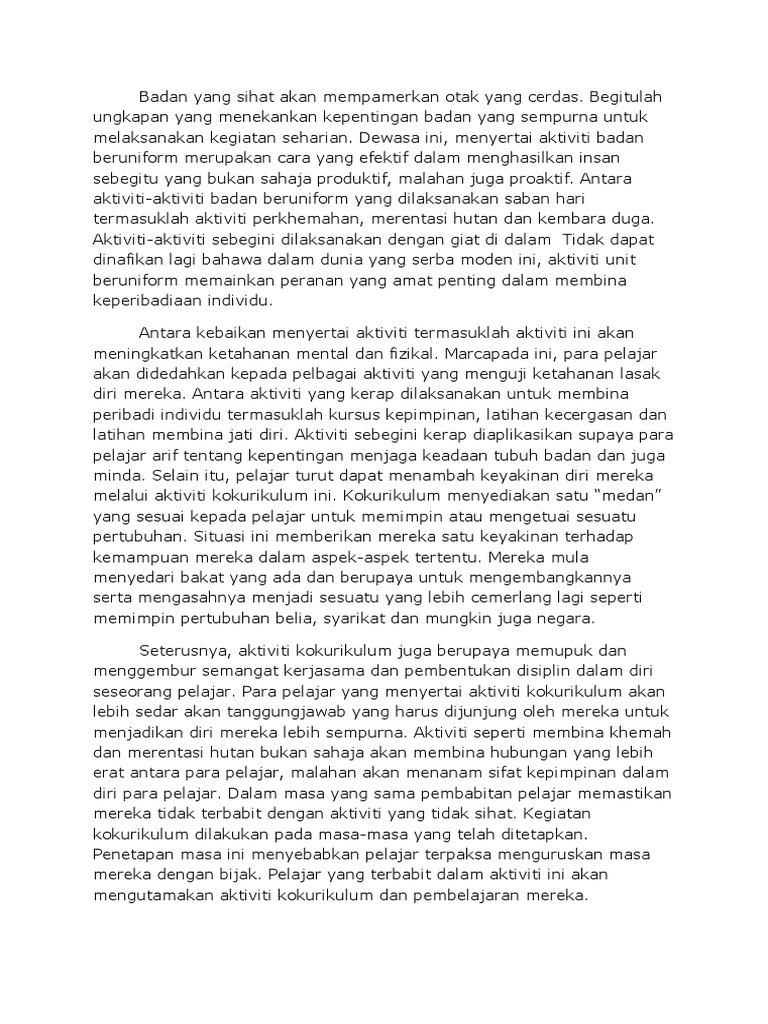 Karangan Faedah Menyertai Aktiviti Kokurikulum Spm Afiit