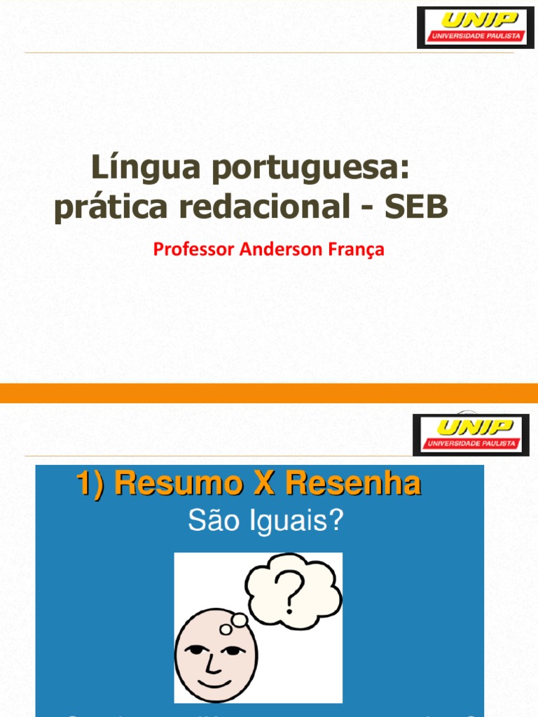 Sobre Resenha Resumo E Paráfrase Leia As Afirmações A Seguir