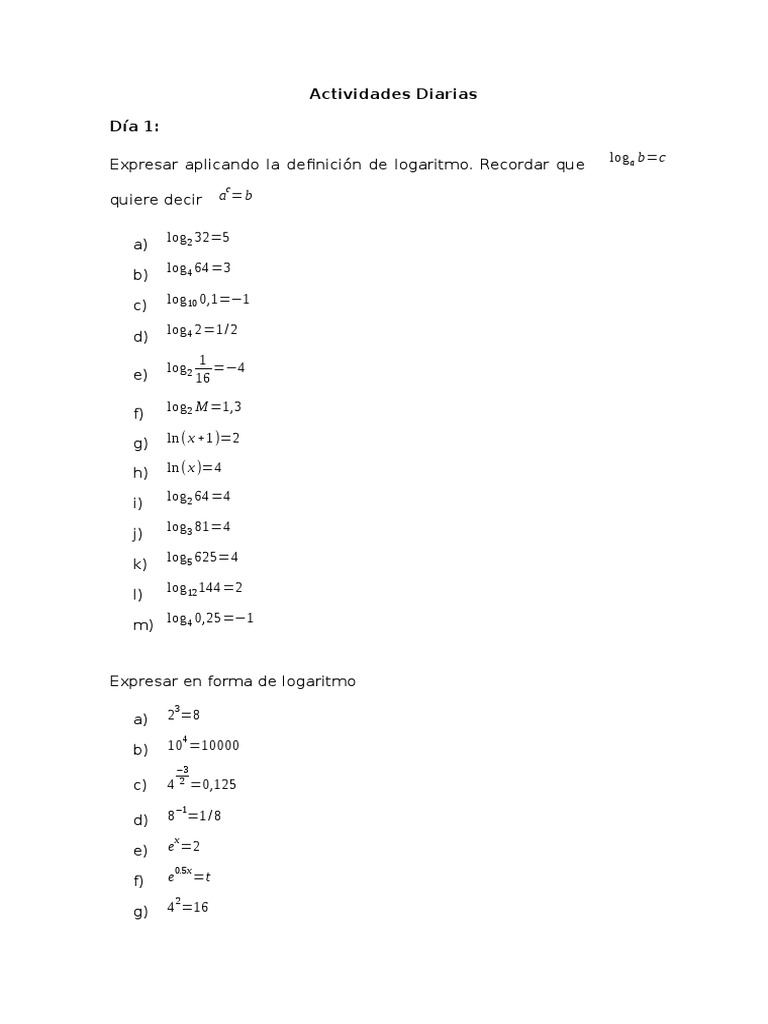 Actividades Diarias Números Análisis Complejo