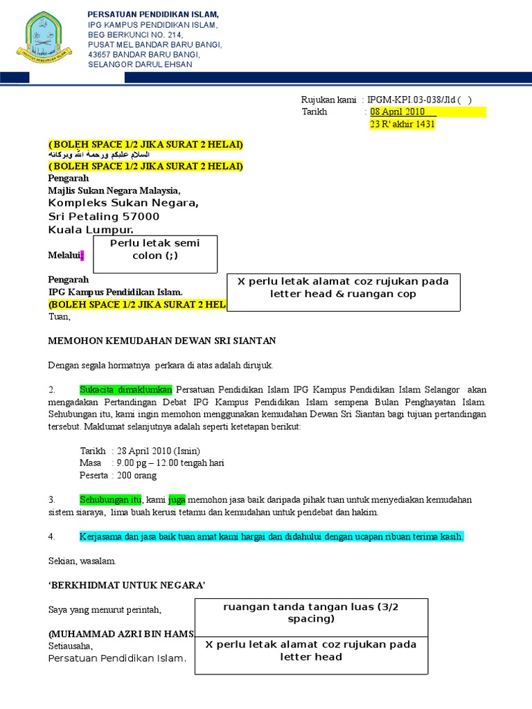 Contoh Surat Rasmi Pdf