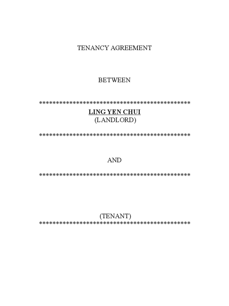 Tenancy Agreement Between Landlord and Tenant | PDF | Leasehold Estate ...