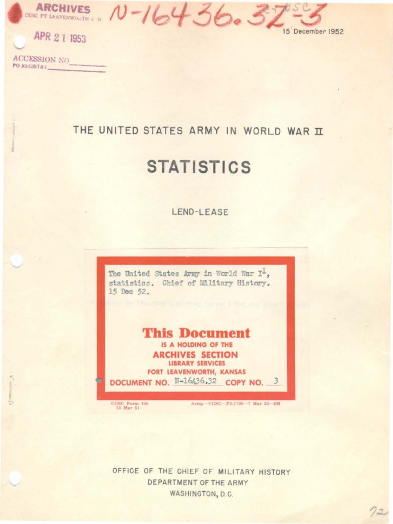 United States Army in World War II Statistics LendLease | PDF | Lend ...