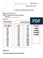 Short and Long Vowel Sounds Practice for Grade 5 Students