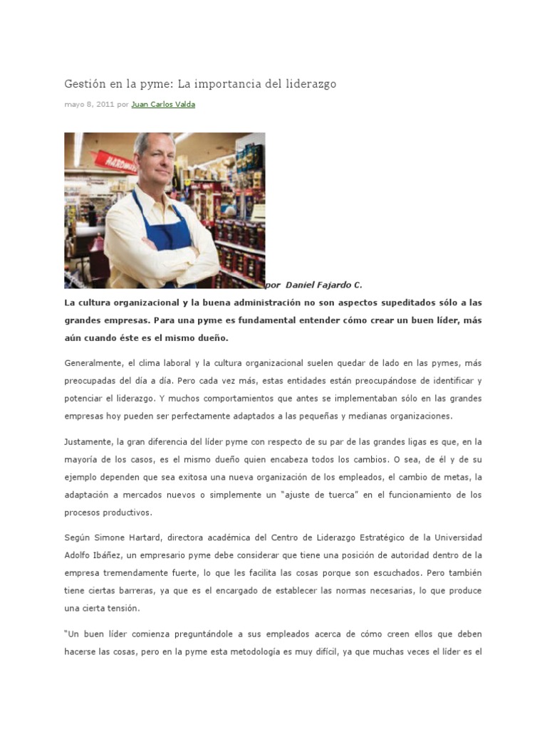 Liderazgo Efectivo en PYMEs | PDF | Pequeñas y medianas empresas ...