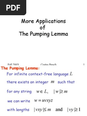 Context Free Pumping Examples Logic Theoretical Computer Science