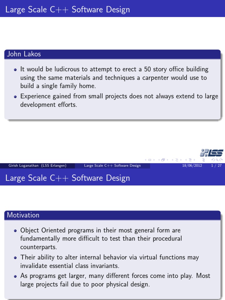 Large Scale C++ Software Design Insights | PDF | C++ | Interface ...