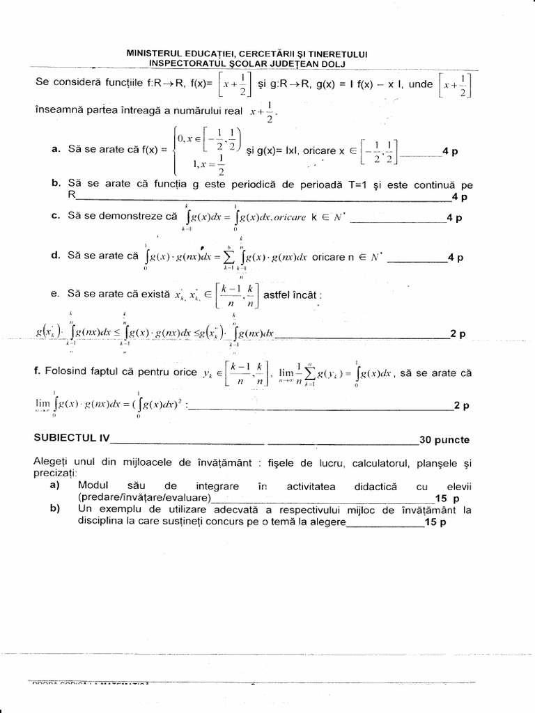 Mate - Info.ro.216 Titularizare 2008-Subiecte Matematica | PDF