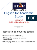 Lecture 1 - Critical Reading Skills I - Student