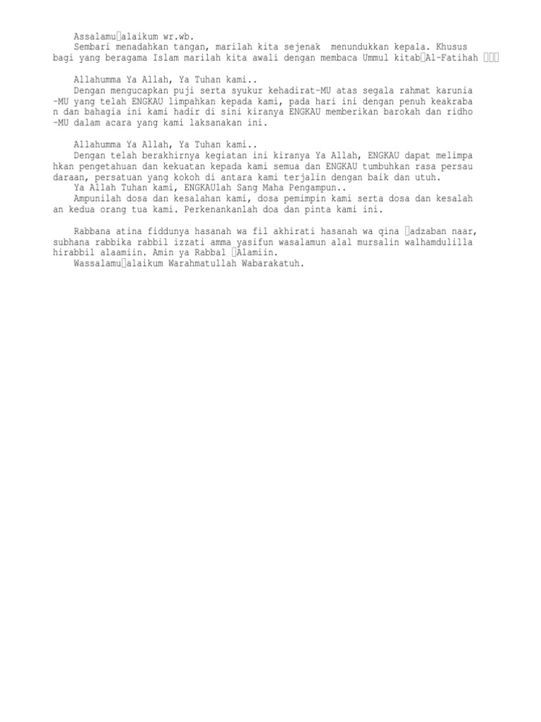 Doa Penutup Pidato Txt