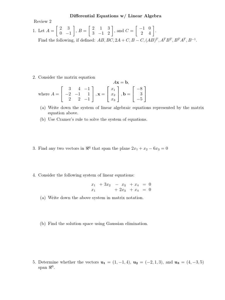 Differential Equations and Linear Algebra Guide | PDF | Teaching ...
