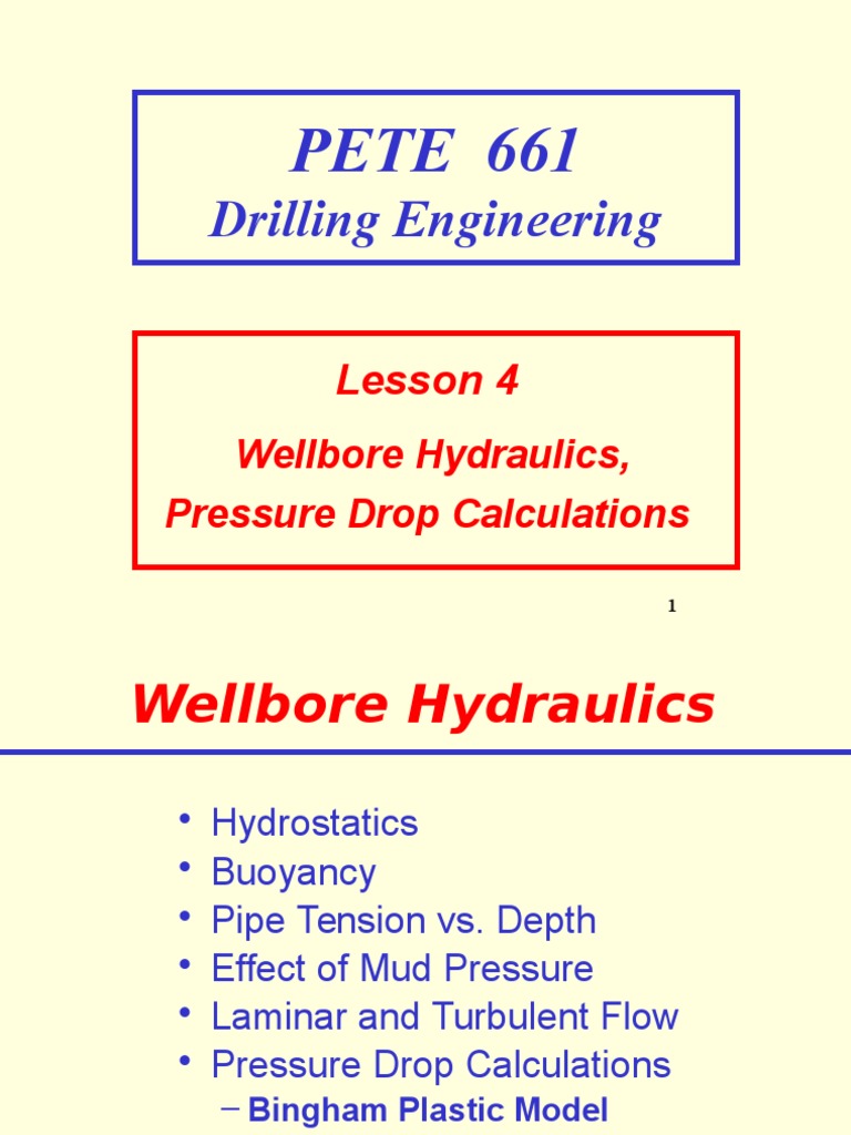 Wellbore Hydraulics Overview | PDF | Shear Stress | Fluid Dynamics