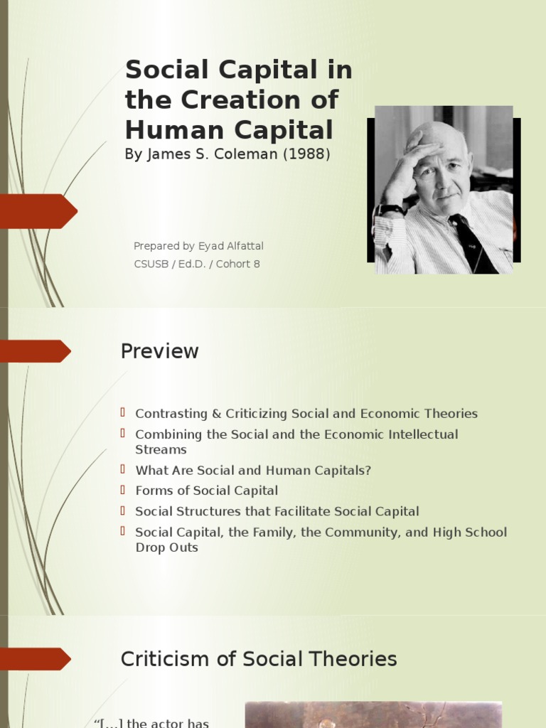Coleman's Social Capital and Human Capital | PDF | Social Capital ...