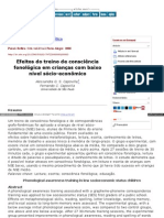 Efeitos Do Treino de Consciência Fonológica em Crianças Com Baixo Nível Sócio-Econômico