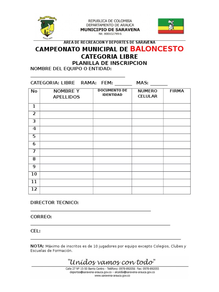 Formato Inscripcion A Campeonato | PDF