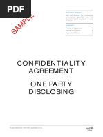 Confidentiality Agreement (One Party Disclosing) Sample