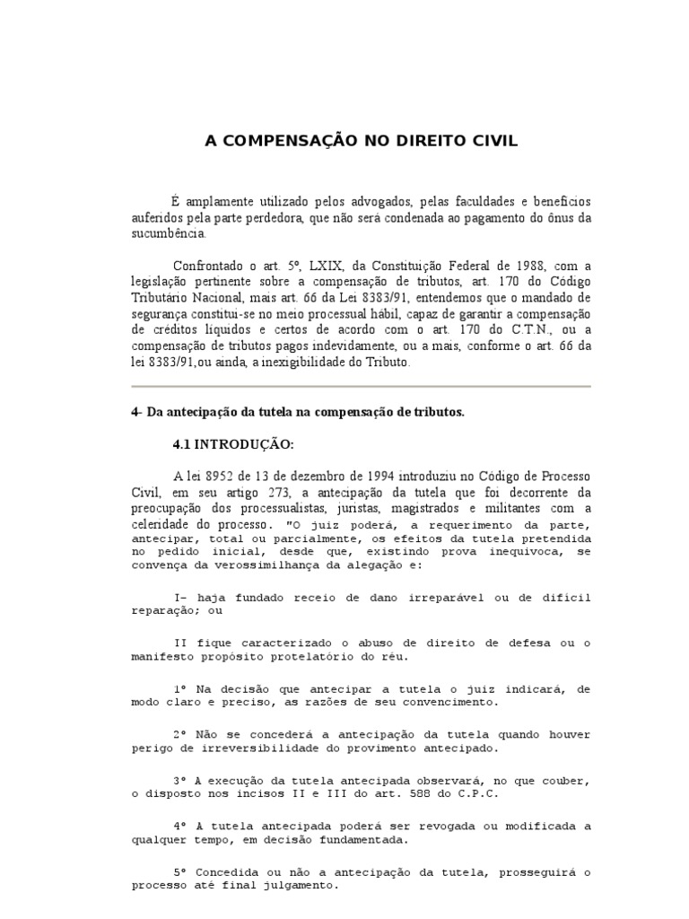 A Compensação No Direito Civil | PDF | Estatuto | Constituição