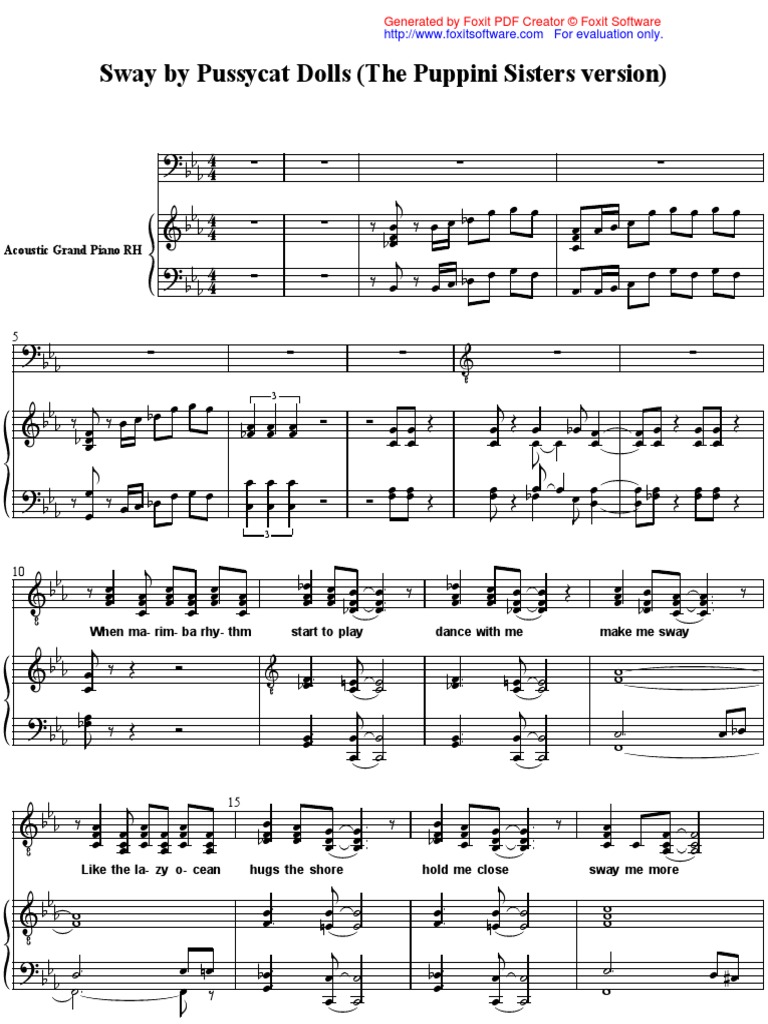 The Pussycat Dolls Sway SheetMusicCC Leisure Entertainment (General)