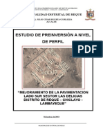 Perfil - Mejoramiento de La Pavimentación Lado Sur Sector Las Delicias Distrito de Reque