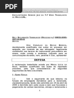 Iêda - Reclamação - Defesa - Ma Lúcia - Empregada Doméstica